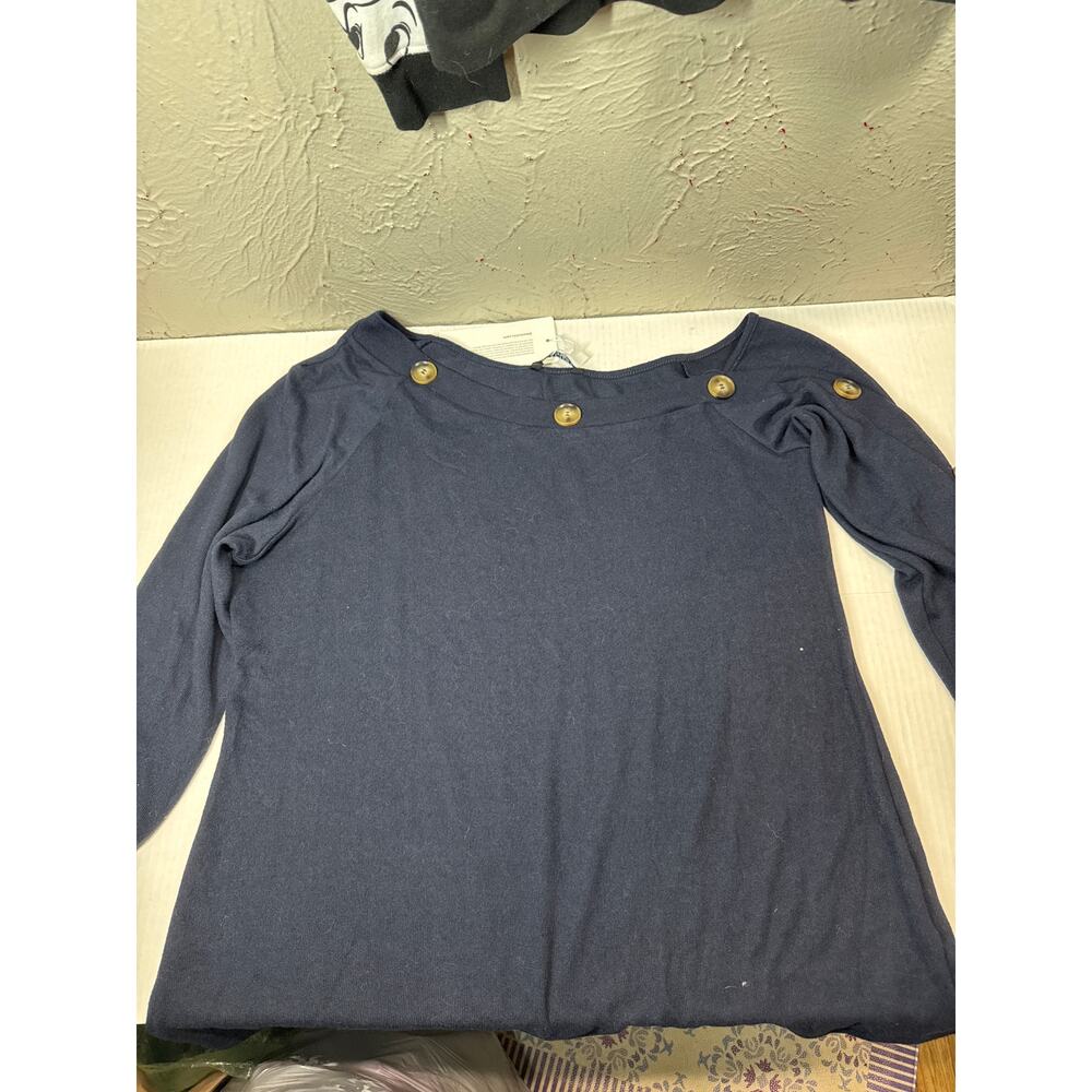 Bloomchic‎ Button Detail Knit Blue Sweater Long Sleeves Size 12 NWT